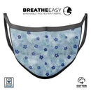 Cute Watercolor Flowers over Blue - Made in USA Mouth Cover Unisex Anti-Dust Cotton Blend Reusable & Washable Face Mask with Adjustable Sizing for Adult or Child