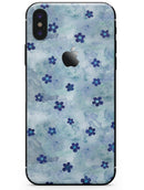 Cute Watercolor Flowers over Blue - iPhone X Skin-Kit