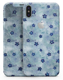 Cute Watercolor Flowers over Blue - iPhone X Skin-Kit