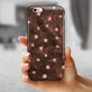 Cute Watercolor Flowers over Brown iPhone 6/6s or 6/6s Plus 2-Piece Hybrid INK-Fuzed Case