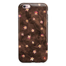 Cute Watercolor Flowers over Brown iPhone 6/6s or 6/6s Plus 2-Piece Hybrid INK-Fuzed Case