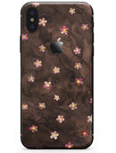 Cute Watercolor Flowers over Brown - iPhone X Skin-Kit