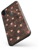 Cute Watercolor Flowers over Brown - iPhone X Skin-Kit