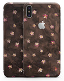 Cute Watercolor Flowers over Brown - iPhone X Skin-Kit