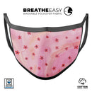 Cute Watercolor Flowers over Pink - Made in USA Mouth Cover Unisex Anti-Dust Cotton Blend Reusable & Washable Face Mask with Adjustable Sizing for Adult or Child