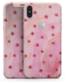 Cute Watercolor Flowers over Pink - iPhone X Skin-Kit