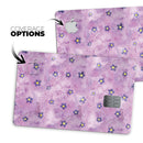 Cute Watercolor Flowers over Purple - Premium Protective Decal Skin-Kit for the Apple Credit Card