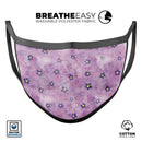 Cute Watercolor Flowers over Purple - Made in USA Mouth Cover Unisex Anti-Dust Cotton Blend Reusable & Washable Face Mask with Adjustable Sizing for Adult or Child