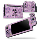 Cute Watercolor Flowers over Purple - Skin Wrap Decal for Nintendo Switch Lite Console & Dock - 3DS XL - 2DS - Pro - DSi - Wii - Joy-Con Gaming Controller