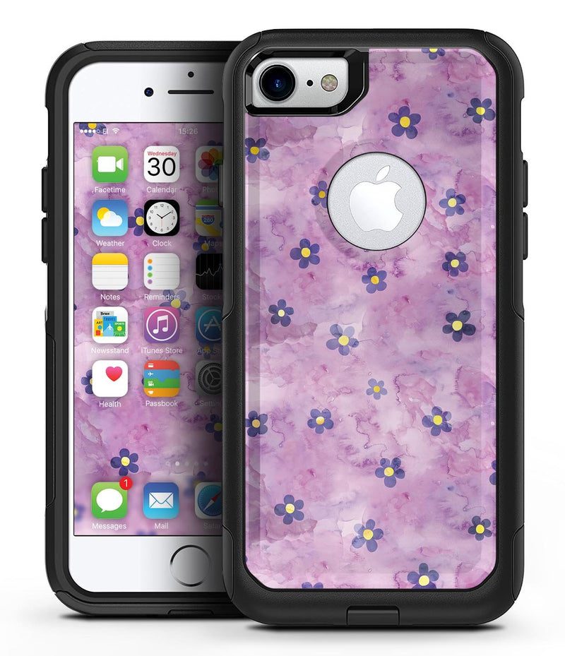 Cute Watercolor Flowers over Purple - iPhone 7 or 8 OtterBox Case & Skin Kits
