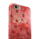 Cute Watercolor Flowers over Red iPhone 6/6s or 6/6s Plus 2-Piece Hybrid INK-Fuzed Case