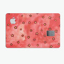 Cute Watercolor Flowers over Red - Premium Protective Decal Skin-Kit for the Apple Credit Card