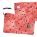 Cute Watercolor Flowers over Red - Premium Protective Decal Skin-Kit for the Apple Credit Card