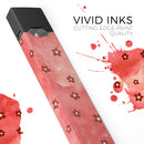 Cute Watercolor Flowers over Red - Premium Decal Protective Skin-Wrap Sticker compatible with the Juul Labs vaping device