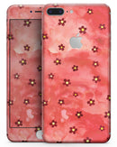 Cute Watercolor Flowers over Red - Skin-kit for the iPhone 8 or 8 Plus