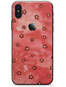 Cute Watercolor Flowers over Red - iPhone X Skin-Kit