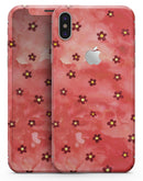 Cute Watercolor Flowers over Red - iPhone X Skin-Kit