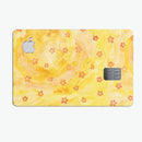Cute Watercolor Flowers over Yellow - Premium Protective Decal Skin-Kit for the Apple Credit Card