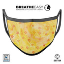 Cute Watercolor Flowers over Yellow - Made in USA Mouth Cover Unisex Anti-Dust Cotton Blend Reusable & Washable Face Mask with Adjustable Sizing for Adult or Child