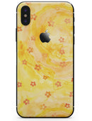 Cute Watercolor Flowers over Yellow - iPhone X Skin-Kit