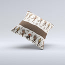 Dancing Aztec Masked Cave-Men ink-Fuzed Decorative Throw Pillow