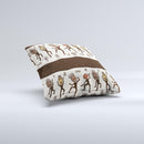 Dancing Aztec Masked Cave-Men ink-Fuzed Decorative Throw Pillow