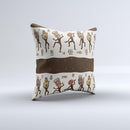Dancing Aztec Masked Cave-Men ink-Fuzed Decorative Throw Pillow