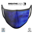 Dark Blue Absorbed Watercolor Texture - Made in USA Mouth Cover Unisex Anti-Dust Cotton Blend Reusable & Washable Face Mask with Adjustable Sizing for Adult or Child