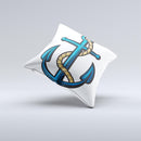 Dark Blue Anchor with Rope ink-Fuzed Decorative Throw Pillow