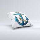 Dark Blue Anchor with Rope ink-Fuzed Decorative Throw Pillow
