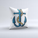 Dark Blue Anchor with Rope ink-Fuzed Decorative Throw Pillow