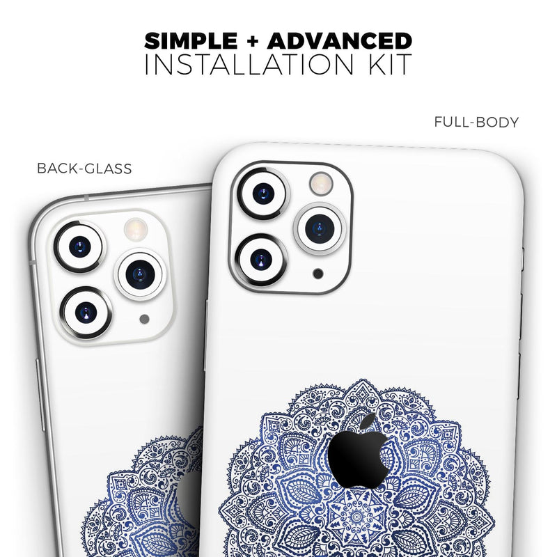 Dark Blue Indian Ornament - Skin-Kit compatible with the Apple iPhone 13, 13 Pro Max, 13 Mini, 13 Pro, iPhone 12, iPhone 11 (All iPhones Available)