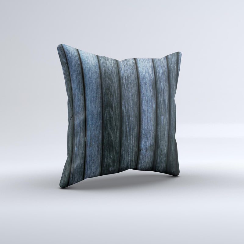 Dark Blue Washed Wood Ink-Fuzed Decorative Throw Pillow