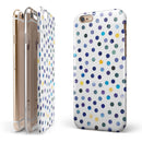 Dark Blue and Yellow Watercolor Dots over White iPhone 6/6s or 6/6s Plus 2-Piece Hybrid INK-Fuzed Case