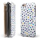Dark Blue and Yellow Watercolor Dots over White iPhone 6/6s or 6/6s Plus 2-Piece Hybrid INK-Fuzed Case