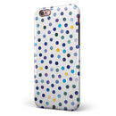 Dark Blue and Yellow Watercolor Dots over White iPhone 6/6s or 6/6s Plus 2-Piece Hybrid INK-Fuzed Case