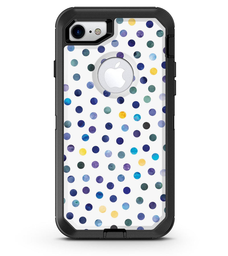 Dark Blue and Yellow Watercolor Dots over White - iPhone 7 or 8 OtterBox Case & Skin Kits