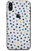 Dark Blue and Yellow Watercolor Dots over White - iPhone X Skin-Kit