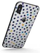 Dark Blue and Yellow Watercolor Dots over White - iPhone X Skin-Kit