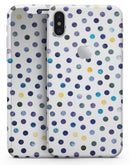 Dark Blue and Yellow Watercolor Dots over White - iPhone X Skin-Kit