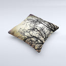Dark Branches Bright Sky ink-Fuzed Decorative Throw Pillow