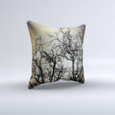 Dark Branches Bright Sky ink-Fuzed Decorative Throw Pillow