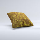 Dark Brown and Gold Sketched Lace Patterns v21 Ink-Fuzed Decorative Throw Pillow