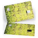 Dark Brown and Lime Green Cauliflower Damask Pattern - Premium Protective Decal Skin-Kit for the Apple Credit Card