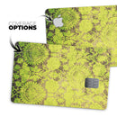 Dark Brown and Lime Green Cauliflower Damask Pattern - Premium Protective Decal Skin-Kit for the Apple Credit Card