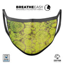Dark Brown and Lime Green Cauliflower Damask Pattern - Made in USA Mouth Cover Unisex Anti-Dust Cotton Blend Reusable & Washable Face Mask with Adjustable Sizing for Adult or Child