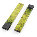 Dark Brown and Lime Green Cauliflower Damask Pattern - Premium Decal Protective Skin-Wrap Sticker compatible with the Juul Labs vaping device