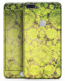 Dark Brown and Lime Green Cauliflower Damask Pattern - Skin-kit for the iPhone 8 or 8 Plus