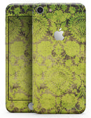 Dark Brown and Lime Green Cauliflower Damask Pattern - Skin-kit for the iPhone 8 or 8 Plus