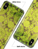 Dark Brown and Lime Green Cauliflower Damask Pattern - iPhone X Clipit Case